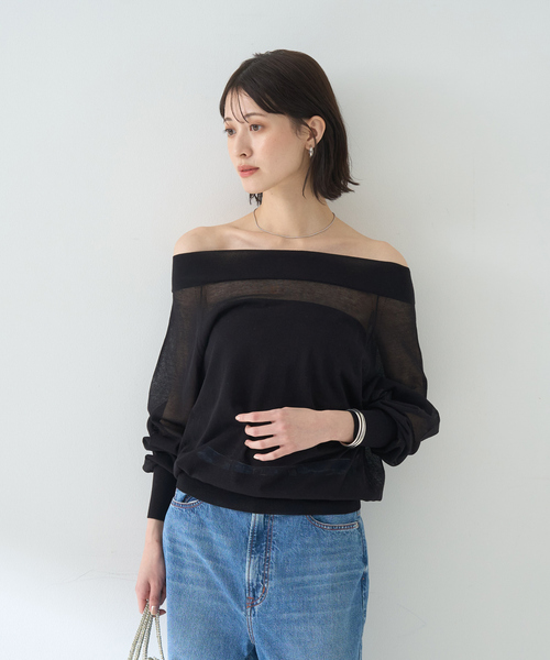 Rouge vif(ルージュヴィフ)の「オフショルシアーニットプルオーバー(ニット/セーター・レディース・ベージュ/ブラック/オフホワイト・フリー)」の12枚目の写真