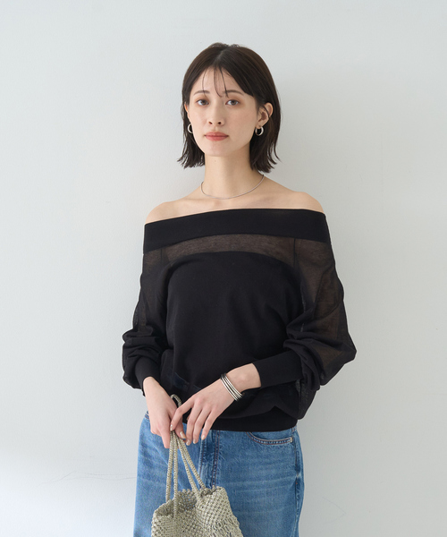 Rouge vif(ルージュヴィフ)の「オフショルシアーニットプルオーバー(ニット/セーター・レディース・ベージュ/ブラック/オフホワイト・フリー)」の13枚目の写真