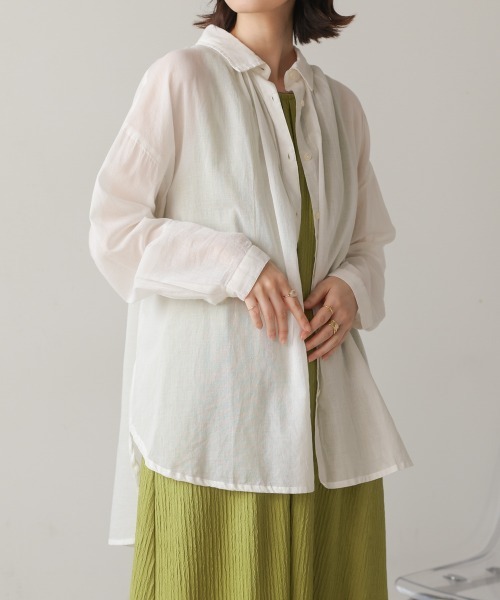 Bou Jeloud（ブージュルード）の「ボイルシンプルシャツ（シャツ/ブラウス・レディース・ブラック/オフホワイト/ラベンダー/ピンク・38）」の12枚目の写真