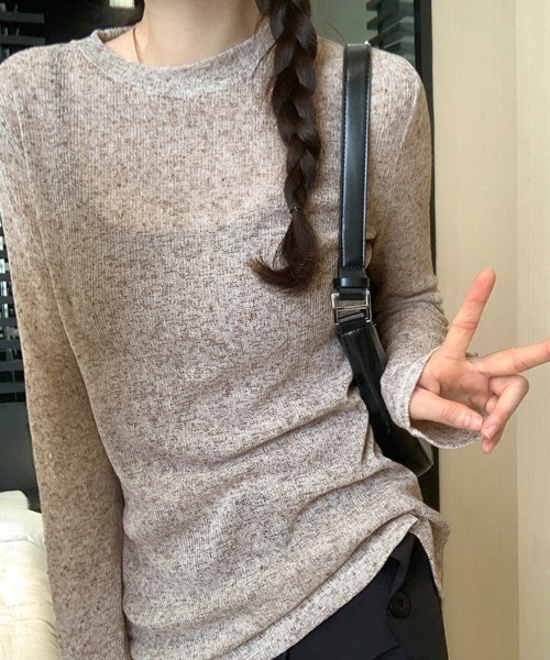 NANAHACHI(ナナハチ)の「シアールーズ サラコシアー サマーニット ロングT(ニット/セーター・レディース・ベージュ/アイボリー/ブラック/オリーブ・FREE)」の3枚目の写真