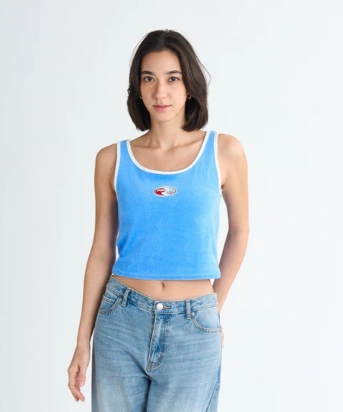 ROXY（ロキシー）の「FUN & ALIVE PILE TAN /ロキシーショート丈(短丈)パイピングタンクトップ（タンクトップ・レディース・ブラック/ブルー/グレー/ホワイト・SMALL/MEDIUM/LARGE）」の15枚目の写真