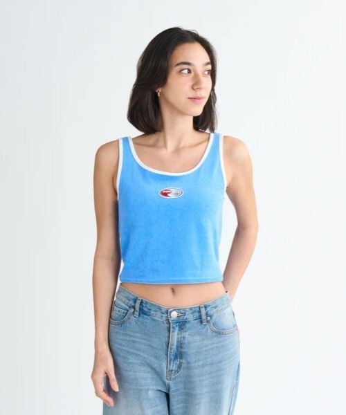 ROXY（ロキシー）の「FUN & ALIVE PILE TAN /ロキシーショート丈(短丈)パイピングタンクトップ（タンクトップ・レディース・ブラック/ブルー/グレー/ホワイト・SMALL/MEDIUM/LARGE）」の20枚目の写真