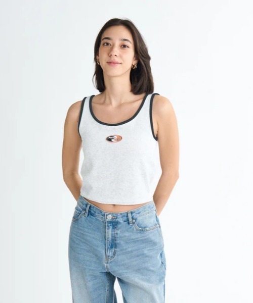 ROXY（ロキシー）の「FUN & ALIVE PILE TAN /ロキシーショート丈(短丈)パイピングタンクトップ（タンクトップ・レディース・ブラック/ブルー/グレー/ホワイト・SMALL/MEDIUM/LARGE）」の21枚目の写真