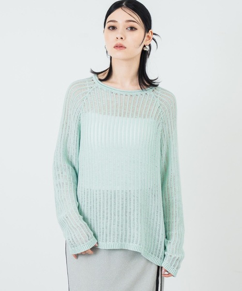 ANAP(アナップ)の「透かし編み ざっくり ニット トップス(ニット/セーター・レディース・ミント/ホワイト/ブラック・FREE)」の3枚目の写真