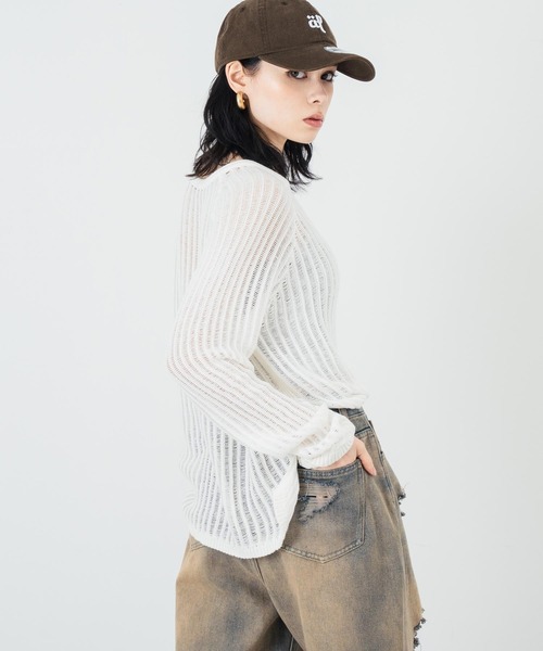 ANAP(アナップ)の「透かし編み ざっくり ニット トップス(ニット/セーター・レディース・ミント/ホワイト/ブラック・FREE)」の19枚目の写真
