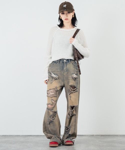 ANAP(アナップ)の「透かし編み ざっくり ニット トップス(ニット/セーター・レディース・ミント/ホワイト/ブラック・FREE)」の21枚目の写真