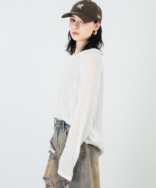 ANAP(アナップ)の「透かし編み ざっくり ニット トップス(ニット/セーター・レディース・ミント/ホワイト/ブラック・FREE)」の8枚目の写真