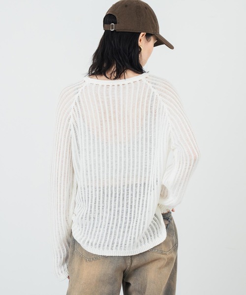 ANAP(アナップ)の「透かし編み ざっくり ニット トップス(ニット/セーター・レディース・ミント/ホワイト/ブラック・FREE)」の9枚目の写真