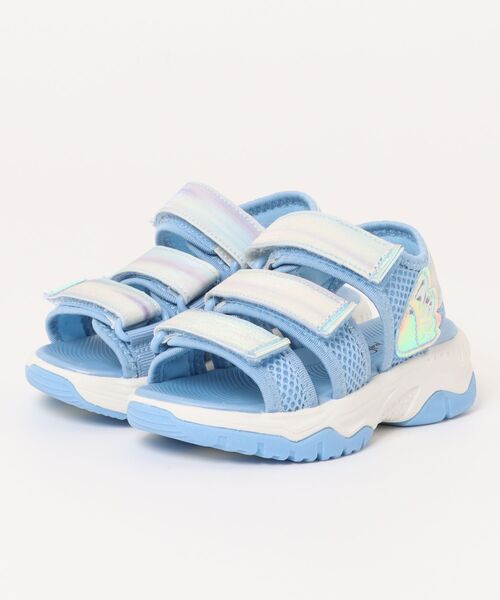 MAD FOOT(マッドフット)の「MADFOOT! マッドフット キッズ スリーベルトキラキラスポーティーサンダル 3本ストラップ 子供靴 251007(サンダル・キッズ・ホワイト×ブルー/ピンク系その他/ブラック系その他/ホワイト系その他・16.0cm/17.0cm/18.0cm/19.0cm/20.0cm)」の1枚目の写真