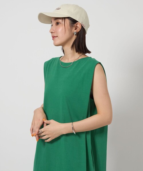 新品 green label relaxing ノースリーブカットソーワンピース セール】【WEB限定】<at ease>ノースリーブ タック カットソー