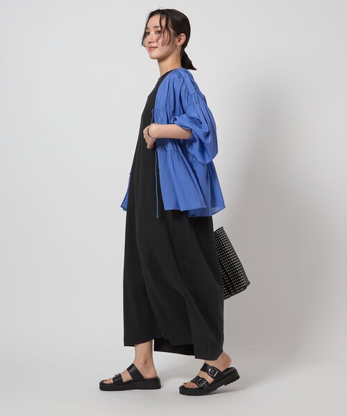 green label relaxing（グリーンレーベルリラクシング）の「【WEB限定】＜at ease＞ノースリーブ タック カットソー ワンピース（ワンピース・レディース・ダークブラウン/ブラック/ケリーグリーン・FREE）」の11枚目の写真