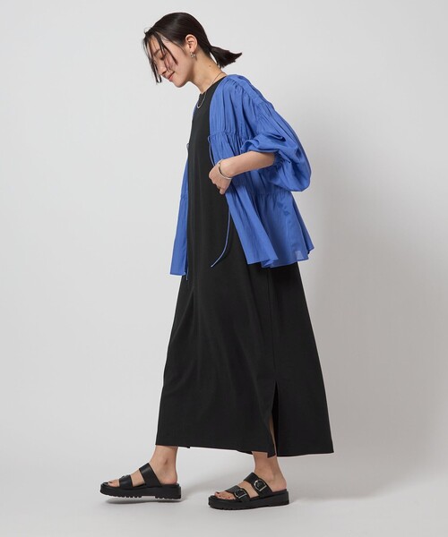 green label relaxing（グリーンレーベルリラクシング）の「【WEB限定】＜at ease＞ノースリーブ タック カットソー ワンピース（ワンピース・レディース・ダークブラウン/ブラック/ケリーグリーン・FREE）」の12枚目の写真