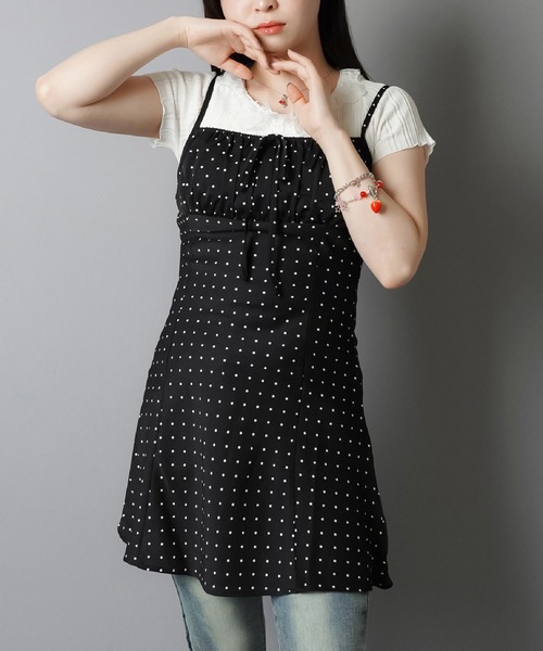 レオパードリボンディティールミニワンピース(S IVORY): ONEPIECE