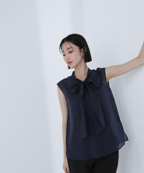 ブラウス シャツ シアーボリュームリボンボウブラウス レディース シアーボリュームリボンボウブラウス | NATURAL BEAUTY BASIC