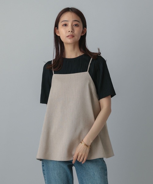 GLOBAL WORK（グローバルワーク）の「MATINEE LINE/リネンライクビスチェ/495655（キャミソール・レディース・ブラウン/アイボリー/ブラック・MEDIUM/LARGE）」の3枚目の写真