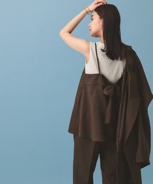 GLOBAL WORK（グローバルワーク）の「MATINEE LINE/リネンライクビスチェ/495655（キャミソール・レディース・ブラウン/アイボリー/ブラック・MEDIUM/LARGE）」の2枚目の写真