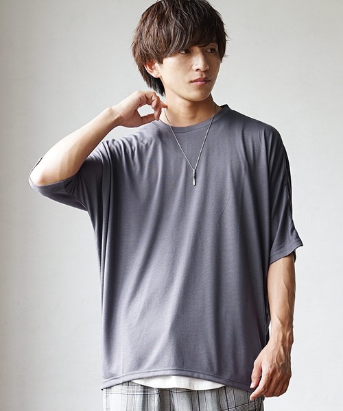 MinoriTY(マイノリティ)の「【MinoriTY】TRドルマンスリーブ半袖Tシャツ メンズ 夏服(Tシャツ/カットソー・メンズ・チャコール/ネイビー/ホワイト/ピンク/グリーン/カーキ/ホワイト×ブラック・S/M/L)」の4枚目の写真