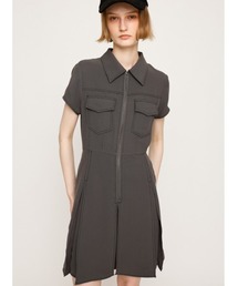 FRONT ZIP PLEATS S/OP フロントジップ プリーツ ショートワンピース 夏服 半袖