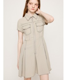 SLY | FRONT ZIP PLEATS S/OP フロントジップ プリーツ ショートワンピース 夏服 半袖(ワンピース)