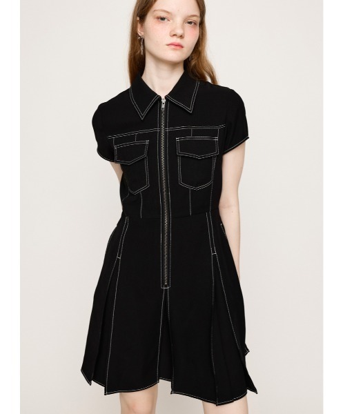 セール】FRONT ZIP PLEATS S/OP フロントジップ プリーツ