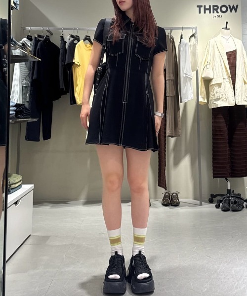 FRONT ZIP PLEATS ショートワンピース SLY SLY | FRONT ZIP PLEATS ショートワンピース (ワンピース(ミニ