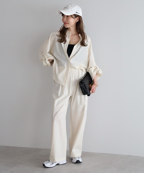 Bonjour Sagan（ボンジュールサガン）の「【撥水・接触冷感・UVカット】フロントタックストレートパンツ（その他パンツ・レディース・アイボリー/ブラック/チャコールグレー・FREE）」の7枚目の写真