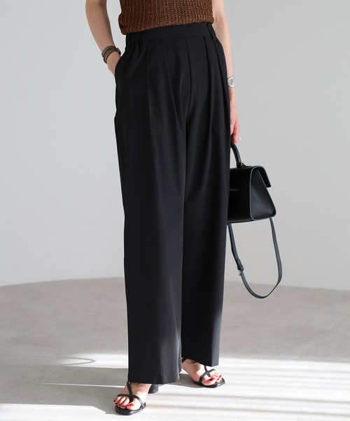 Bonjour Sagan（ボンジュールサガン）の「【撥水・接触冷感・UVカット】フロントタックストレートパンツ（その他パンツ・レディース・アイボリー/ブラック/チャコールグレー・FREE）」の13枚目の写真