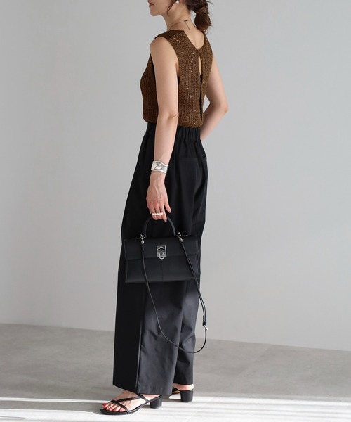 Bonjour Sagan（ボンジュールサガン）の「【撥水・接触冷感・UVカット】フロントタックストレートパンツ（その他パンツ・レディース・アイボリー/ブラック/チャコールグレー・FREE）」の17枚目の写真