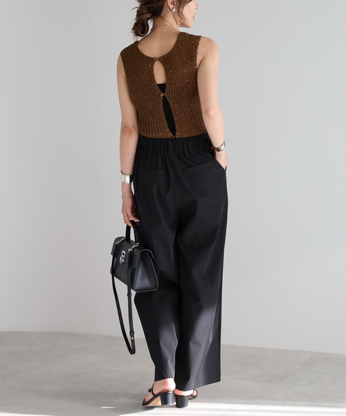 Bonjour Sagan（ボンジュールサガン）の「【撥水・接触冷感・UVカット】フロントタックストレートパンツ（その他パンツ・レディース・アイボリー/ブラック/チャコールグレー・FREE）」の18枚目の写真