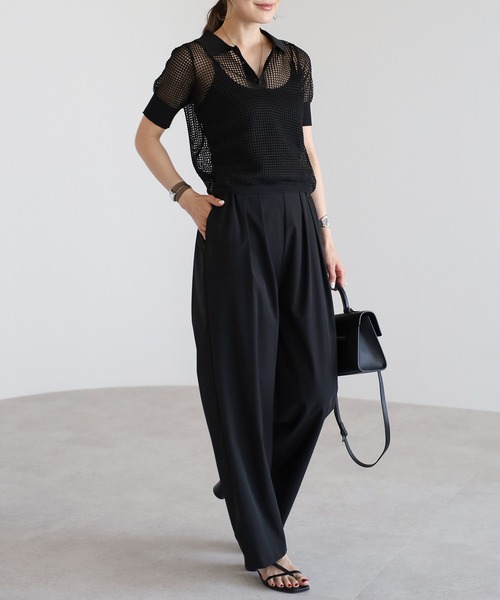 Bonjour Sagan（ボンジュールサガン）の「【撥水・接触冷感・UVカット】フロントタックストレートパンツ（その他パンツ・レディース・アイボリー/ブラック/チャコールグレー・FREE）」の20枚目の写真