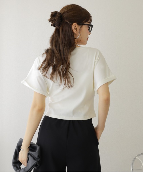 LAULEN（ローレン）の「waist button crew neck tee /ウエスト ボタン クルーネック Tシャツ（Tシャツ/カットソー・レディース・ホワイト/ブラック/グレー・FREE）」の15枚目の写真