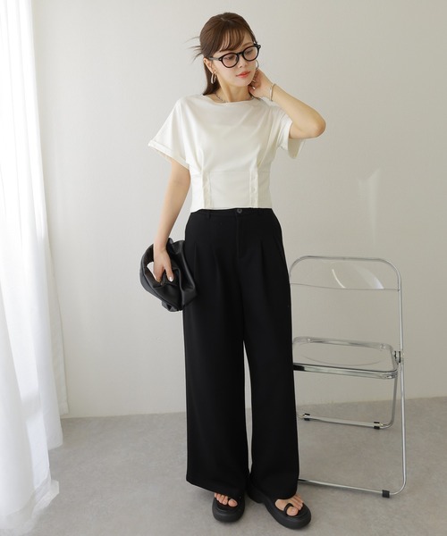 LAULEN（ローレン）の「waist button crew neck tee /ウエスト ボタン クルーネック Tシャツ（Tシャツ/カットソー・レディース・ホワイト/ブラック/グレー・FREE）」の12枚目の写真