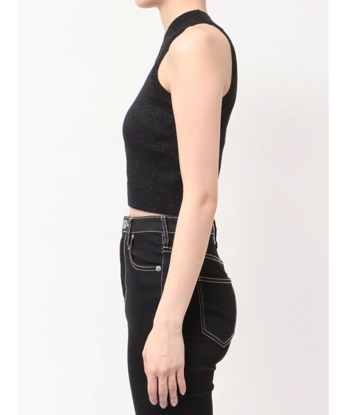 GYDA（ジェイダ）の「Symmetry GYDAラメアメスリニットトップス（ニット/セーター・レディース・オフホワイト/ブラック/ピンク・FREE）」の6枚目の写真