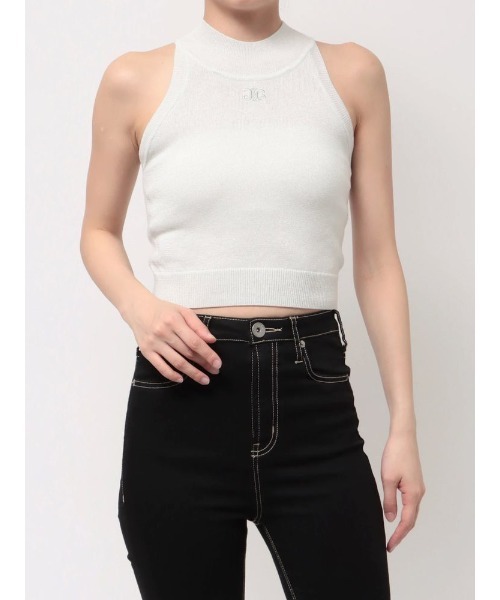 GYDA（ジェイダ）の「Symmetry GYDAラメアメスリニットトップス（ニット/セーター・レディース・オフホワイト/ブラック/ピンク・FREE）」の2枚目の写真