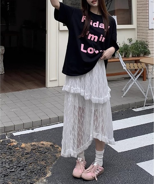 MAISON DE THERESE(メゾン ド テレーズ)の「フレンチ風 ハイウエスト レースロングスカート(スカート・レディース・ブラック/ホワイト・S/M/L)」の5枚目の写真