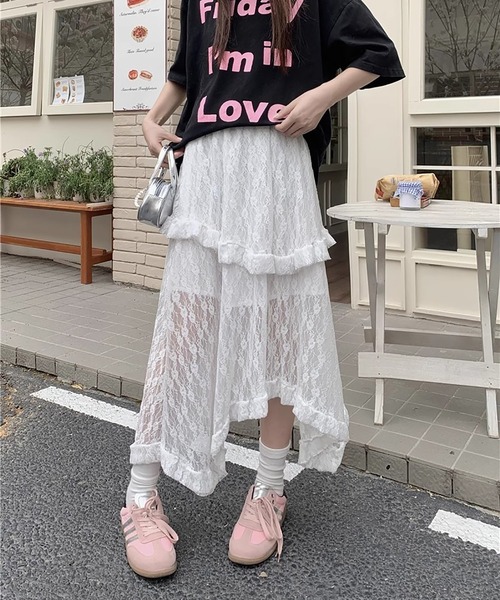 MAISON DE THERESE(メゾン ド テレーズ)の「フレンチ風 ハイウエスト レースロングスカート(スカート・レディース・ブラック/ホワイト・S/M/L)」の8枚目の写真