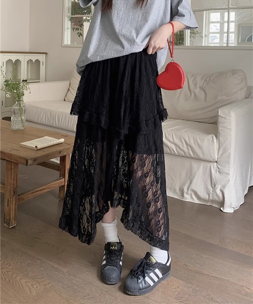 MAISON DE THERESE(メゾン ド テレーズ)の「フレンチ風 ハイウエスト レースロングスカート(スカート・レディース・ブラック/ホワイト・S/M/L)」の11枚目の写真