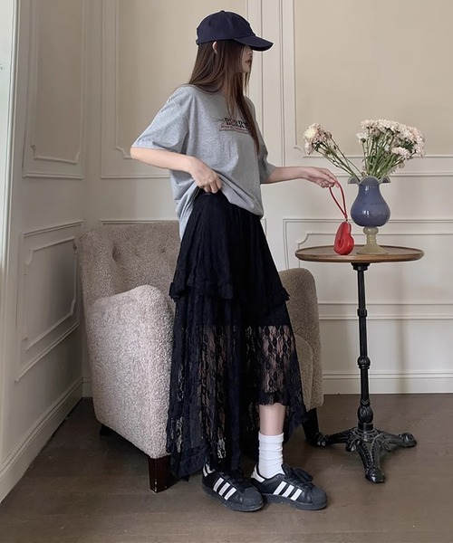 MAISON DE THERESE(メゾン ド テレーズ)の「フレンチ風 ハイウエスト レースロングスカート(スカート・レディース・ブラック/ホワイト・S/M/L)」の14枚目の写真