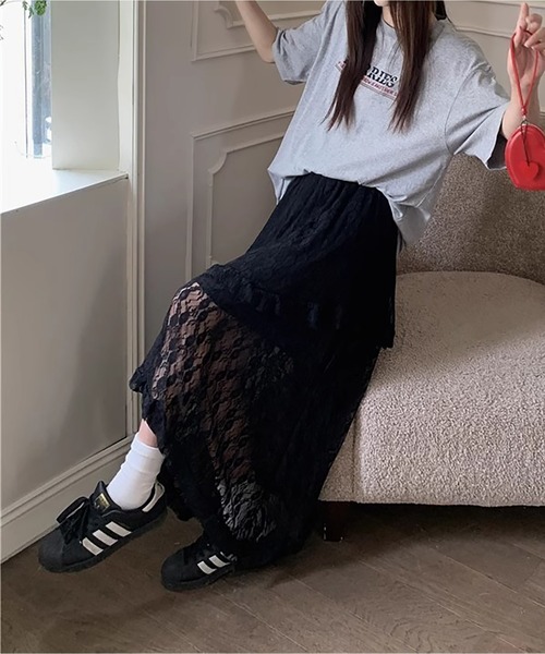 MAISON DE THERESE(メゾン ド テレーズ)の「フレンチ風 ハイウエスト レースロングスカート(スカート・レディース・ブラック/ホワイト・S/M/L)」の15枚目の写真