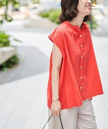 【Lipa別注】 刺繍タックコットンフレンチブラウス