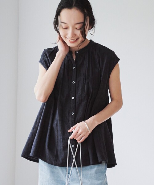 coen(コーエン)の「【Lipa別注】 刺繍タックコットンフレンチブラウス(シャツ/ブラウス・レディース・オフホワイト/ブラック/オレンジ・M/L)」の2枚目の写真