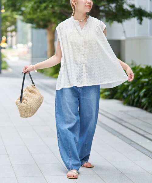 coen(コーエン)の「【Lipa別注】 刺繍タックコットンフレンチブラウス(シャツ/ブラウス・レディース・オフホワイト/ブラック/オレンジ・M/L)」の11枚目の写真