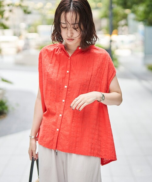 coen(コーエン)の「【Lipa別注】 刺繍タックコットンフレンチブラウス(シャツ/ブラウス・レディース・オフホワイト/ブラック/オレンジ・M/L)」の20枚目の写真