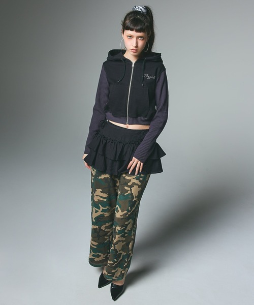 X-girl（エックスガール）の「ONE POINT PENCIL SCRIPT LOGO SWEAT PANTS（スウェットパンツ・レディース・アッシュ/ブラック/カモフラージュ・S/M）」の21枚目の写真