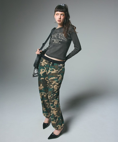 X-girl（エックスガール）の「ONE POINT PENCIL SCRIPT LOGO SWEAT PANTS（スウェットパンツ・レディース・アッシュ/ブラック/カモフラージュ・S/M）」の22枚目の写真