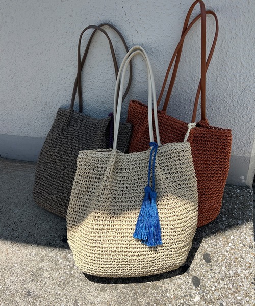 LBC（エルビーシー）の「タッセルペーパートート（トートバッグ・レディース・オレンジ/ベージュ/グレー・FREE）」の8枚目の写真