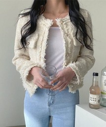 Beststore（ベストストア）の「ツイード風  ノーカラージャケット（ノーカラージャケット）」