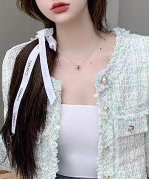 Beststore(ベストストア)の「ツイード風 ノーカラージャケット(ノーカラージャケット・レディース・アイボリー/ベージュ/オフホワイト/グリーン/ブラック・S/M/L)」の15枚目の写真