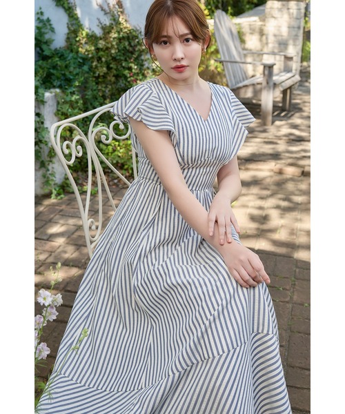 Kerry Striped Ruffle Dress（ワンピース）｜Her lip to（ハー