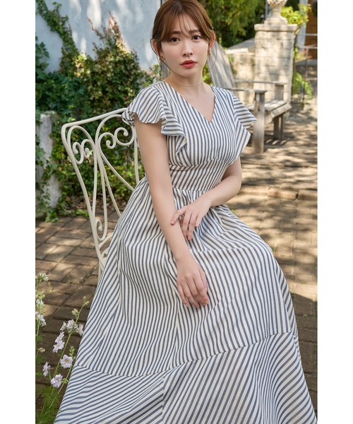 Kerry Striped Ruffle Dress即発送 Kerry Striped Ruffle Dress（ワンピース）｜Her lip to（ハー